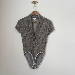 Max Mara Faux Wrap Short Sleeve Bodysuit Sz 40 US 4 Quiet Luxury